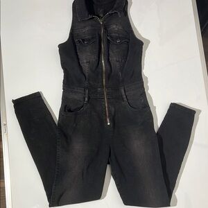 Guess Black Denim Jumpsuit